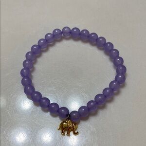 Kate Spade Purple Beaded Bracelet with Gold Elephant Charm